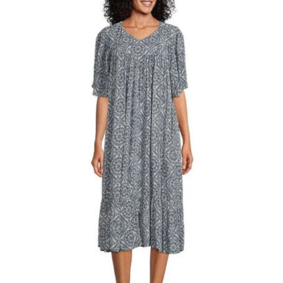 Go Softly Patio Dresses Nwt Go Softly Patio Blue Circle Muumuu